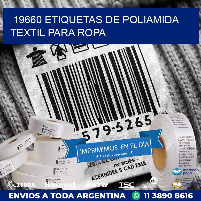 19660 ETIQUETAS DE POLIAMIDA TEXTIL PARA ROPA
