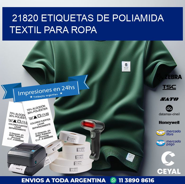 21820 ETIQUETAS DE POLIAMIDA TEXTIL PARA ROPA