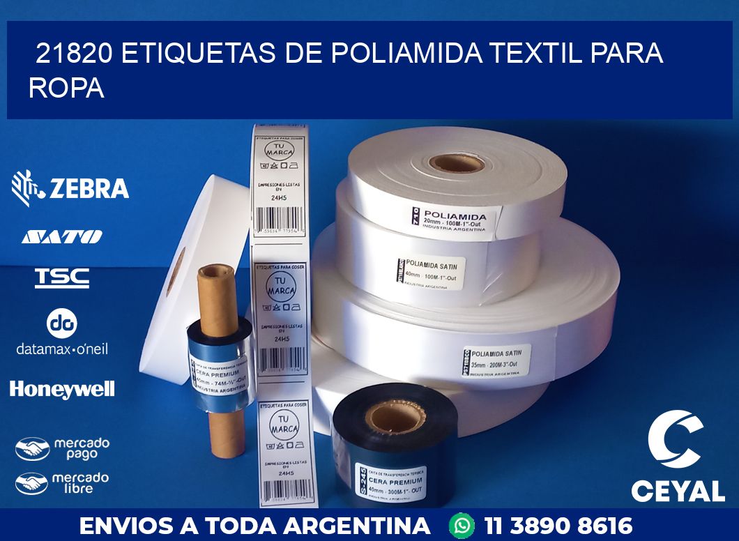 21820 ETIQUETAS DE POLIAMIDA TEXTIL PARA ROPA