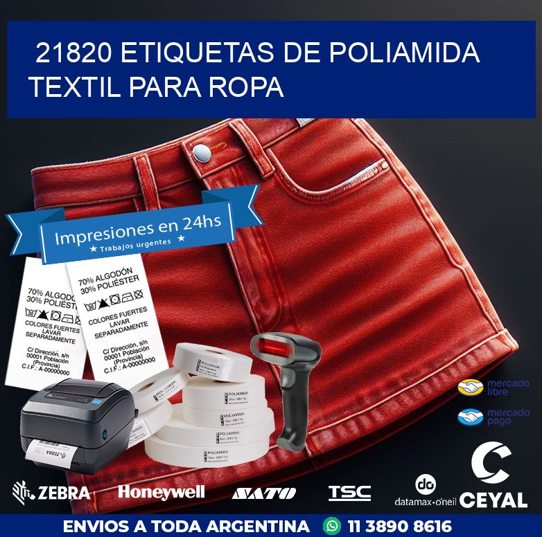 21820 ETIQUETAS DE POLIAMIDA TEXTIL PARA ROPA