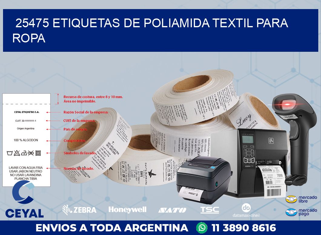 25475 ETIQUETAS DE POLIAMIDA TEXTIL PARA ROPA