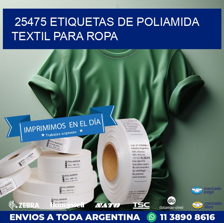 25475 ETIQUETAS DE POLIAMIDA TEXTIL PARA ROPA