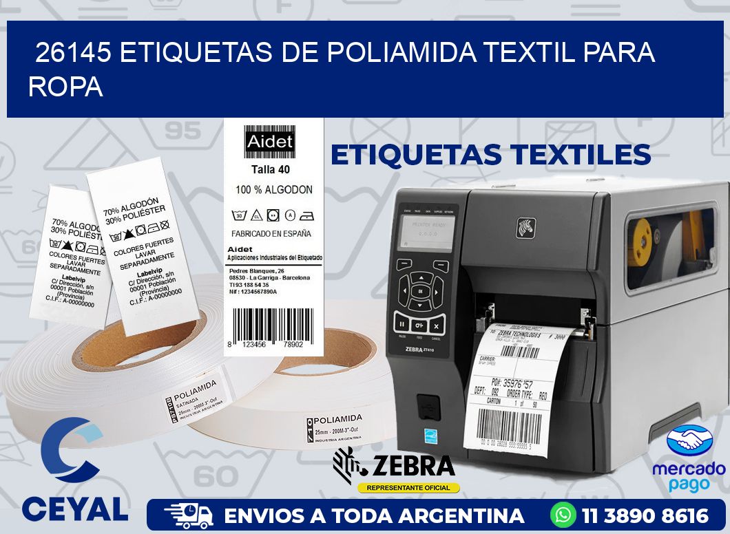 26145 ETIQUETAS DE POLIAMIDA TEXTIL PARA ROPA