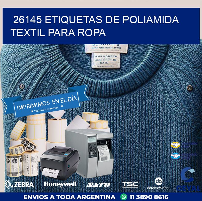 26145 ETIQUETAS DE POLIAMIDA TEXTIL PARA ROPA