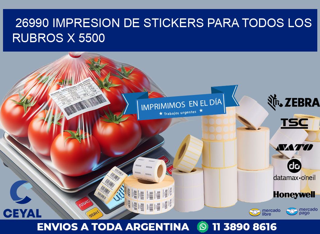 26990 IMPRESION DE STICKERS PARA TODOS LOS RUBROS X 5500