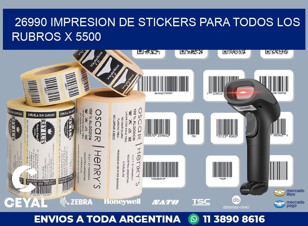 26990 IMPRESION DE STICKERS PARA TODOS LOS RUBROS X 5500