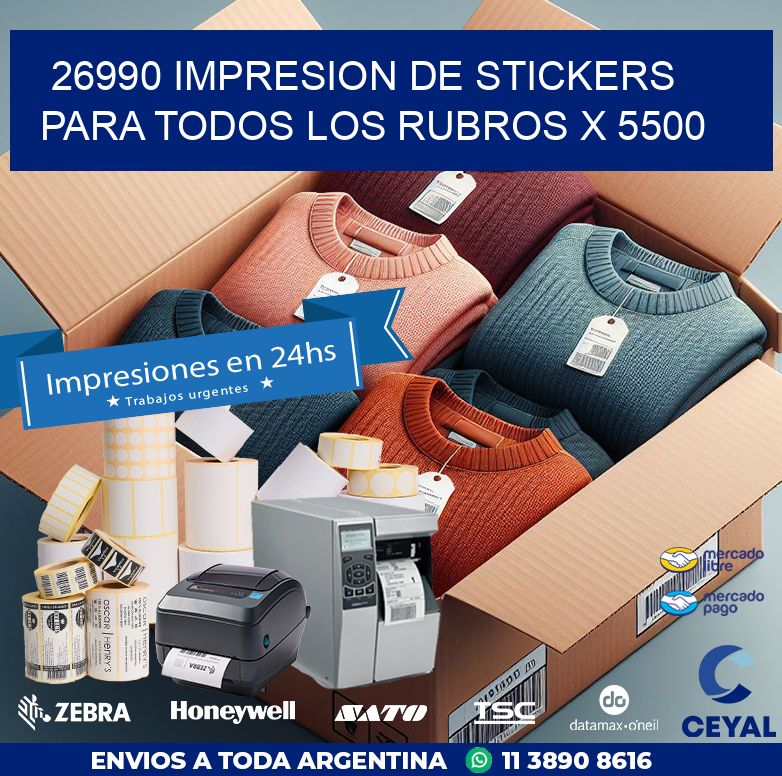 26990 IMPRESION DE STICKERS PARA TODOS LOS RUBROS X 5500