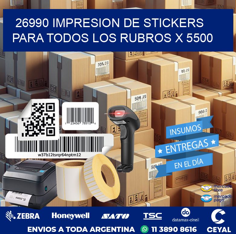 26990 IMPRESION DE STICKERS PARA TODOS LOS RUBROS X 5500