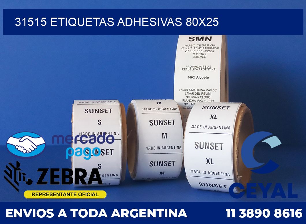 31515 ETIQUETAS ADHESIVAS 80X25