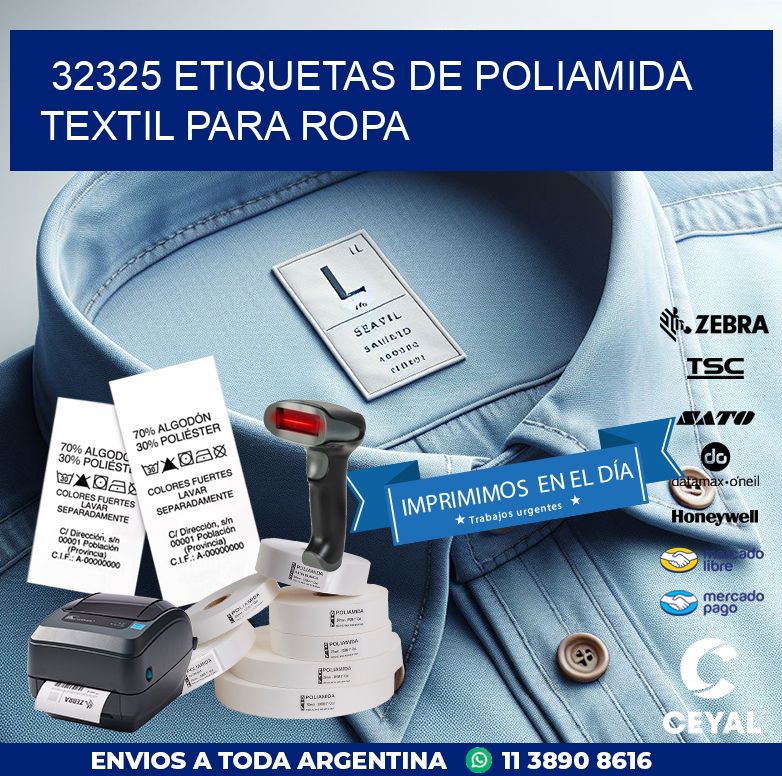 32325 ETIQUETAS DE POLIAMIDA TEXTIL PARA ROPA