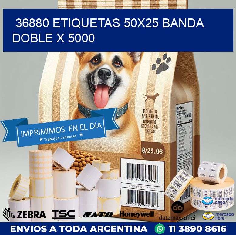 36880 ETIQUETAS 50X25 BANDA DOBLE X 5000