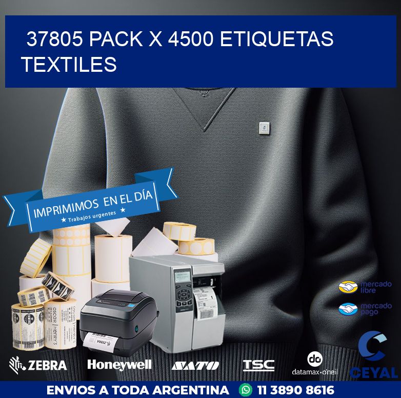 37805 PACK X 4500 ETIQUETAS TEXTILES