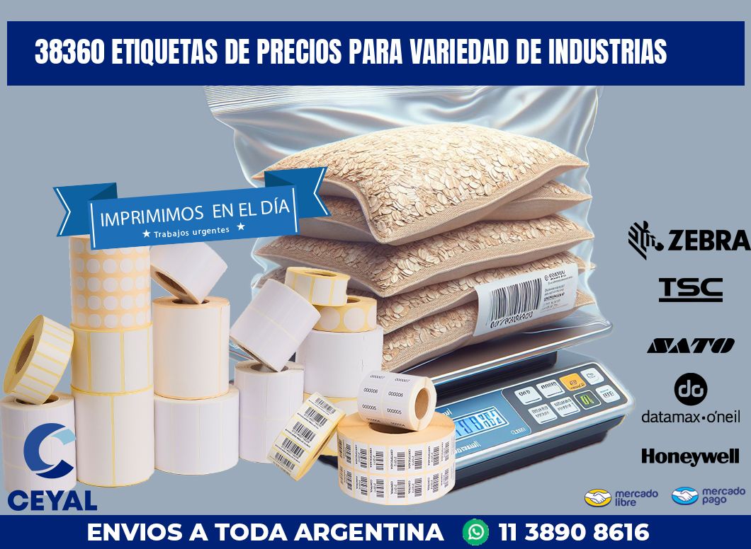 38360 ETIQUETAS DE PRECIOS PARA VARIEDAD DE INDUSTRIAS