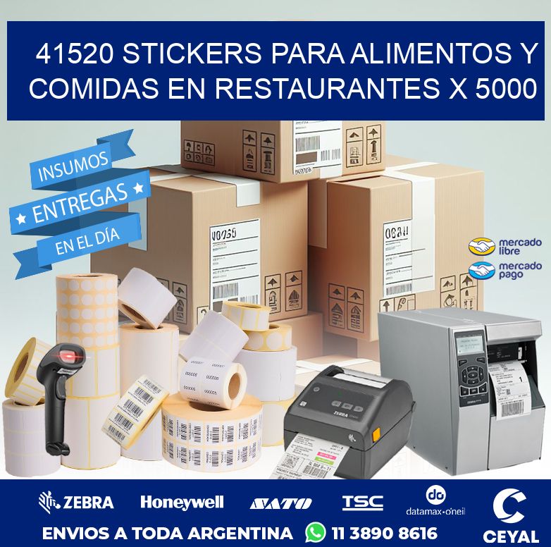 41520 STICKERS PARA ALIMENTOS Y COMIDAS EN RESTAURANTES X 5000
