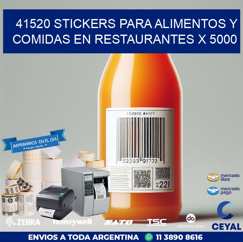 41520 STICKERS PARA ALIMENTOS Y COMIDAS EN RESTAURANTES X 5000