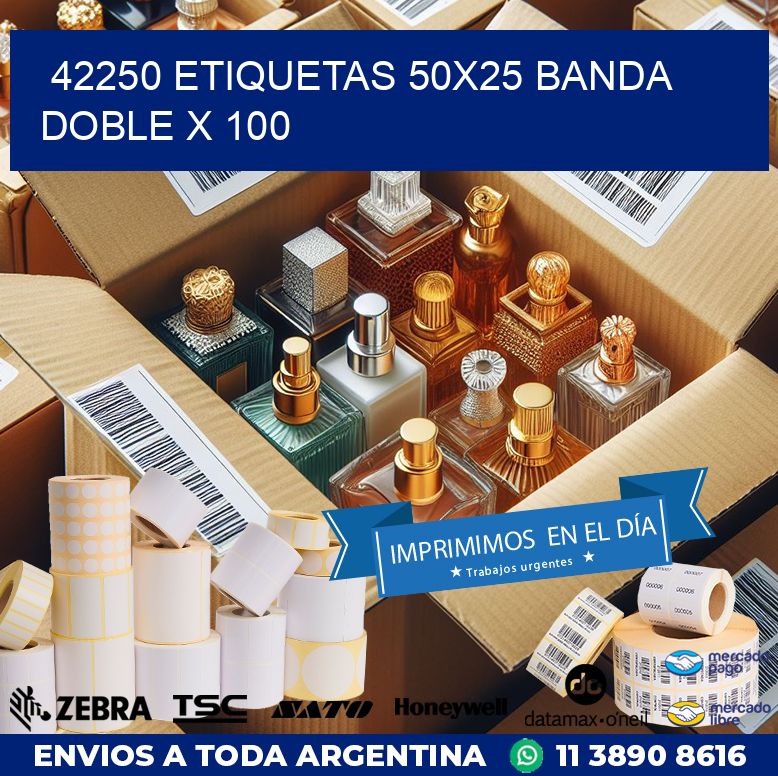 42250 ETIQUETAS 50X25 BANDA DOBLE X 100