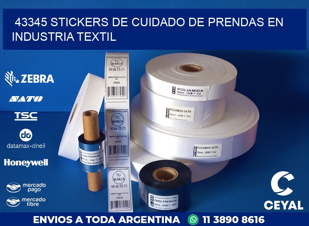 43345 STICKERS DE CUIDADO DE PRENDAS EN INDUSTRIA TEXTIL