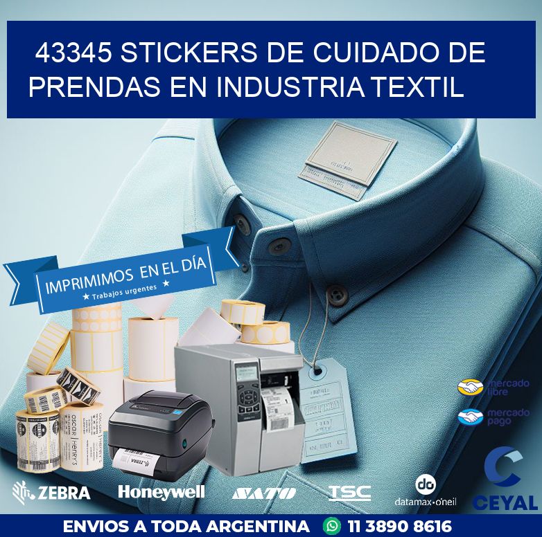 43345 STICKERS DE CUIDADO DE PRENDAS EN INDUSTRIA TEXTIL