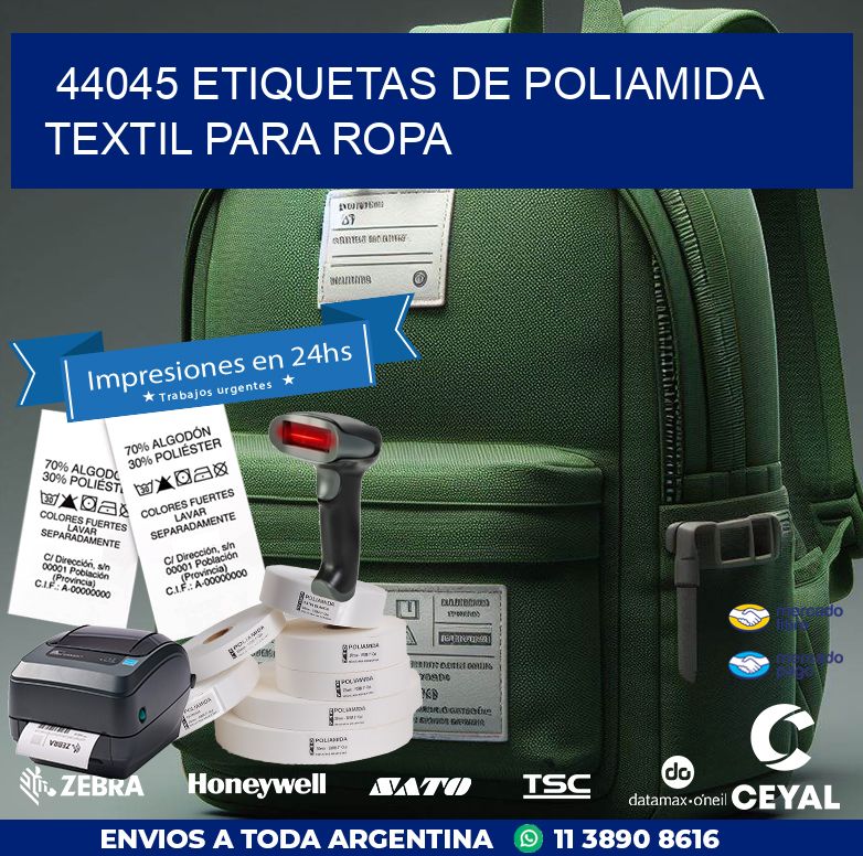 44045 ETIQUETAS DE POLIAMIDA TEXTIL PARA ROPA