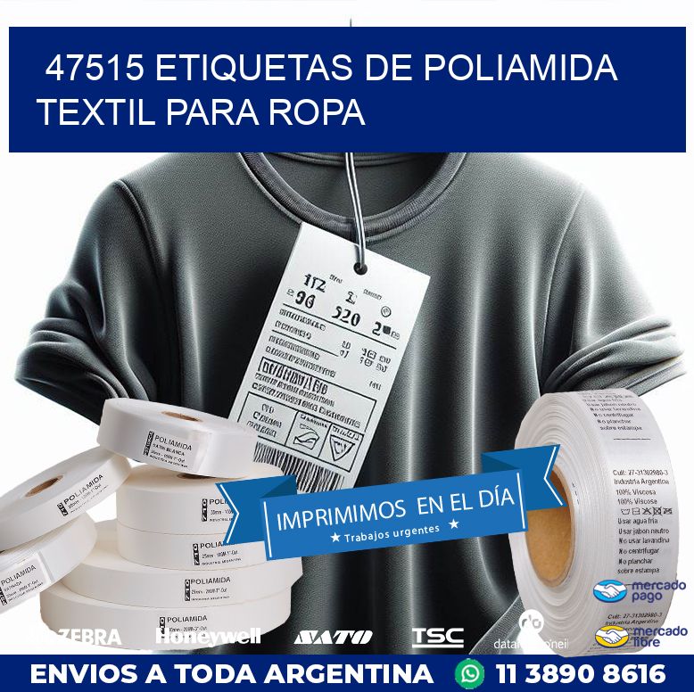 47515 ETIQUETAS DE POLIAMIDA TEXTIL PARA ROPA