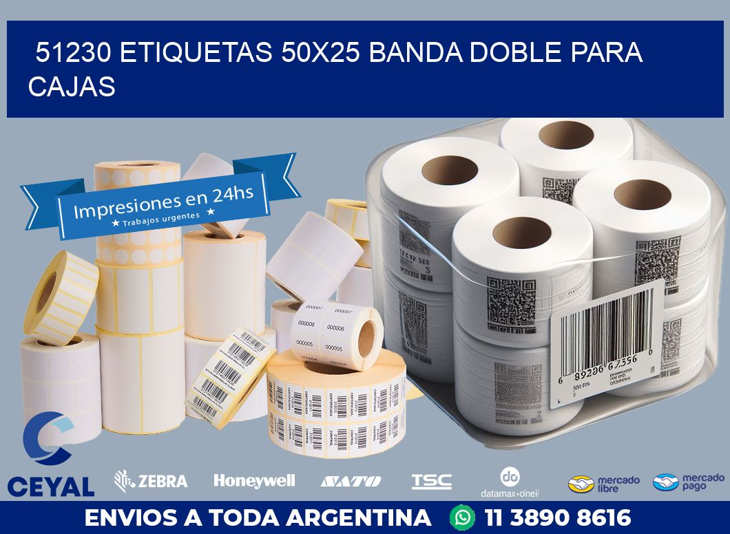 51230 ETIQUETAS 50X25 BANDA DOBLE PARA CAJAS