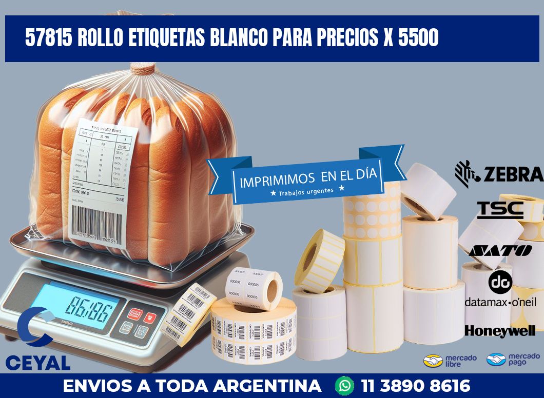 57815 ROLLO ETIQUETAS BLANCO PARA PRECIOS X 5500