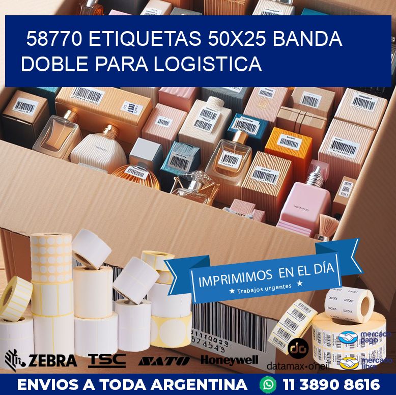 58770 ETIQUETAS 50X25 BANDA DOBLE PARA LOGISTICA