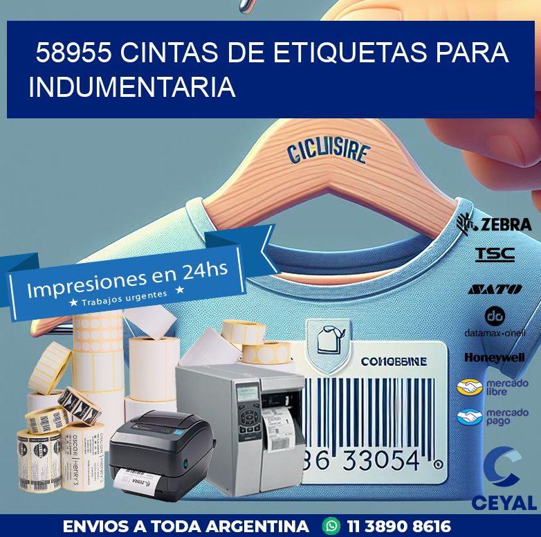 58955 CINTAS DE ETIQUETAS PARA INDUMENTARIA