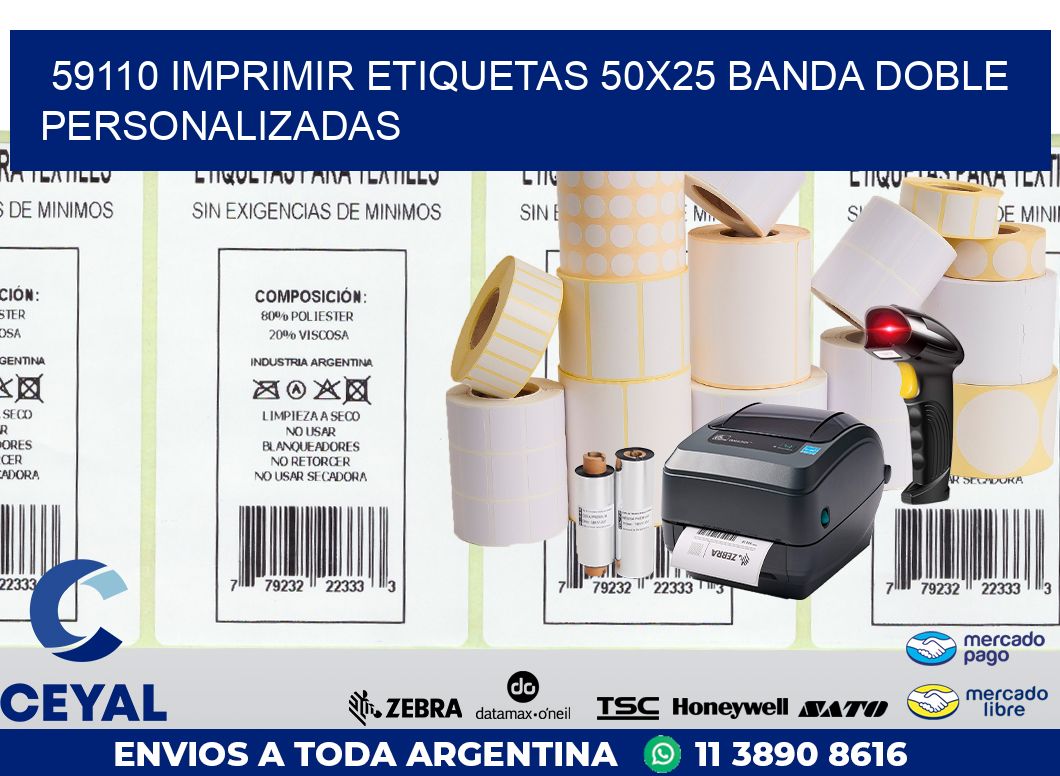 59110 IMPRIMIR ETIQUETAS 50X25 BANDA DOBLE PERSONALIZADAS