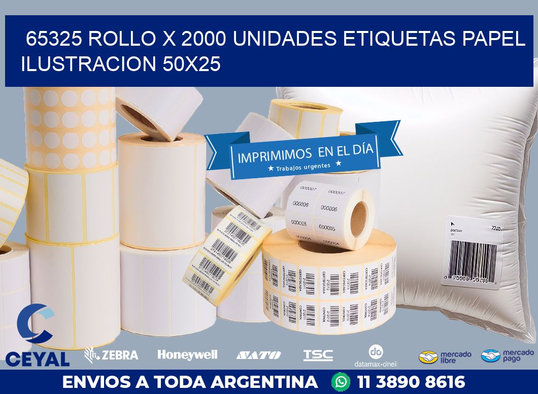 65325 ROLLO X 2000 UNIDADES ETIQUETAS PAPEL ILUSTRACION 50X25