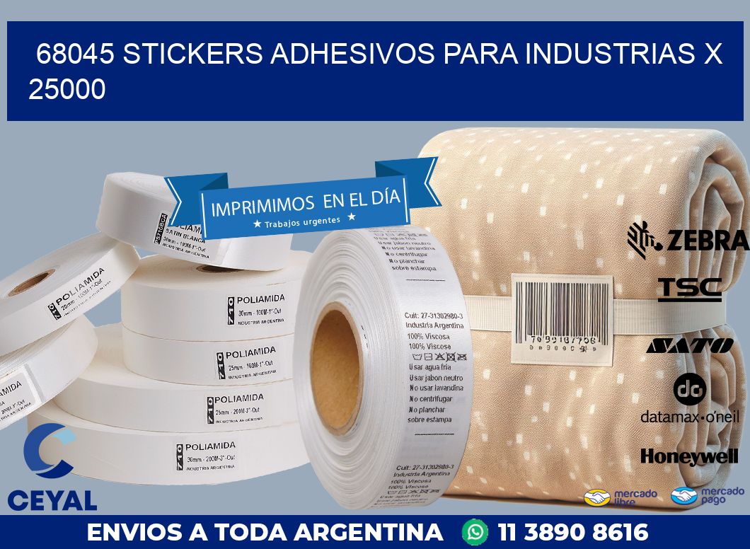 68045 STICKERS ADHESIVOS PARA INDUSTRIAS X 25000