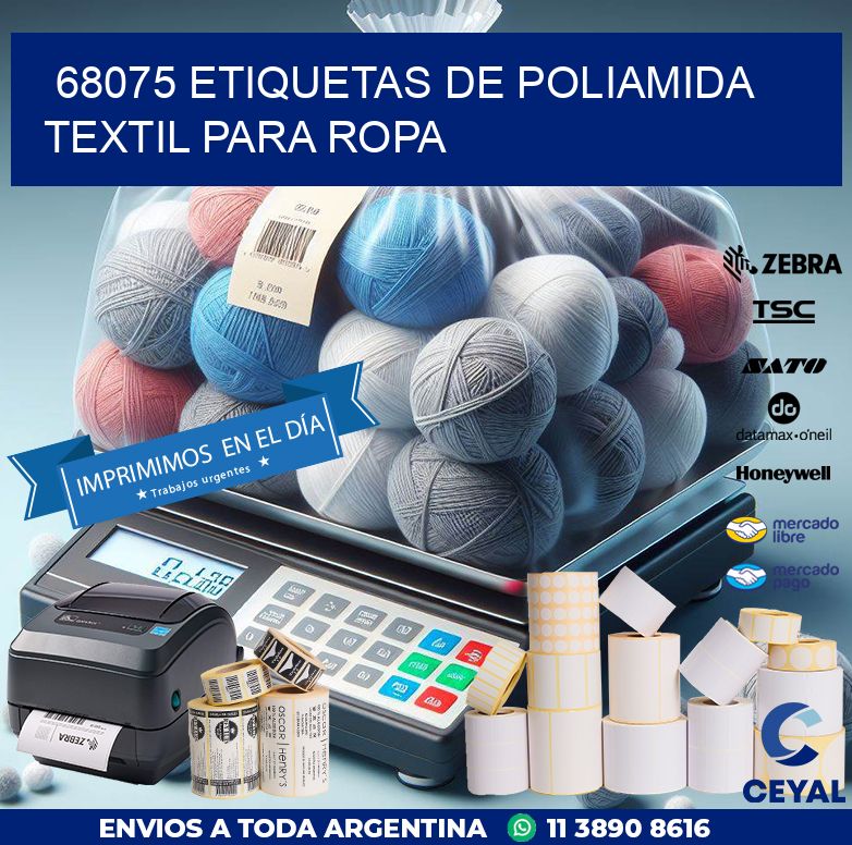 68075 ETIQUETAS DE POLIAMIDA TEXTIL PARA ROPA