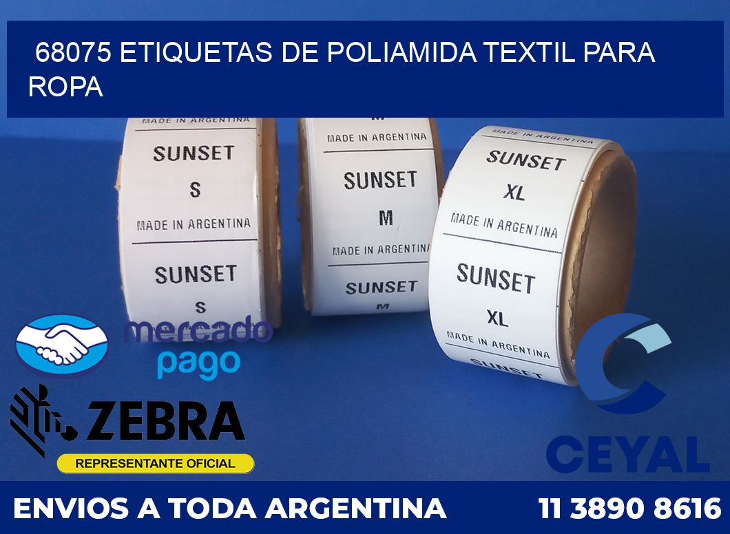 68075 ETIQUETAS DE POLIAMIDA TEXTIL PARA ROPA