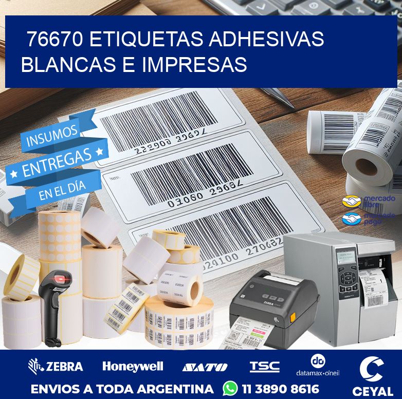 76670 ETIQUETAS ADHESIVAS BLANCAS E IMPRESAS