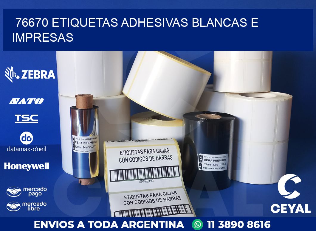 76670 ETIQUETAS ADHESIVAS BLANCAS E IMPRESAS