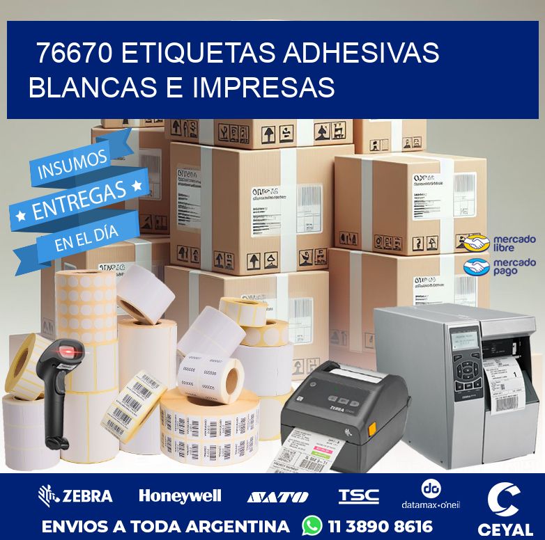 76670 ETIQUETAS ADHESIVAS BLANCAS E IMPRESAS