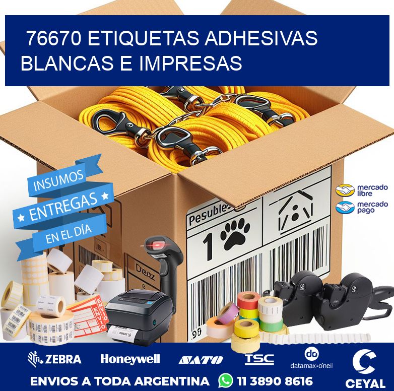 76670 ETIQUETAS ADHESIVAS BLANCAS E IMPRESAS