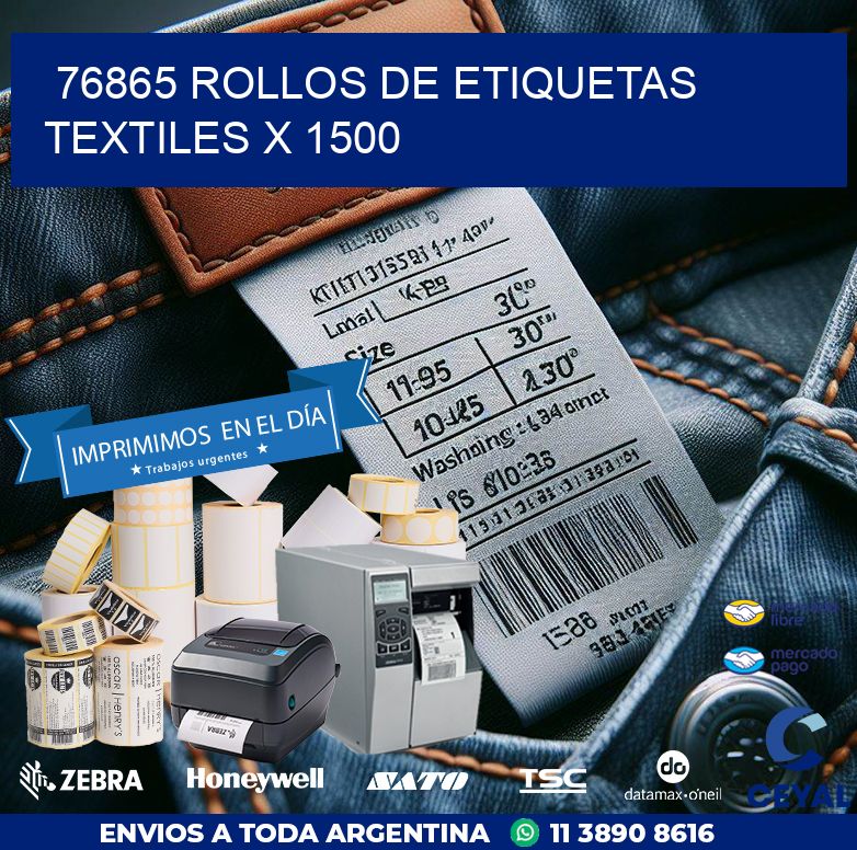 76865 ROLLOS DE ETIQUETAS TEXTILES X 1500