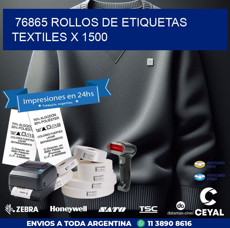 76865 ROLLOS DE ETIQUETAS TEXTILES X 1500
