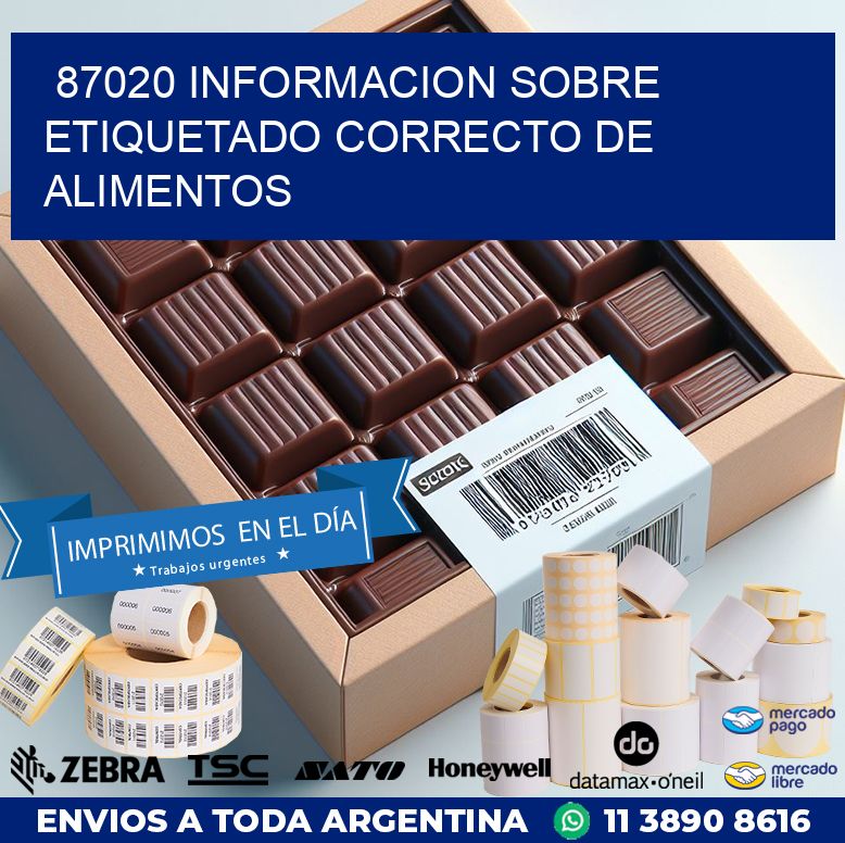 87020 INFORMACION SOBRE ETIQUETADO CORRECTO DE ALIMENTOS