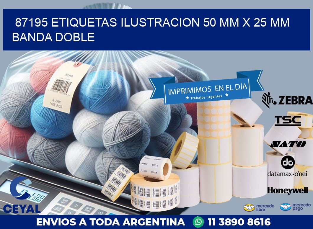 87195 ETIQUETAS ILUSTRACION 50 MM X 25 MM BANDA DOBLE