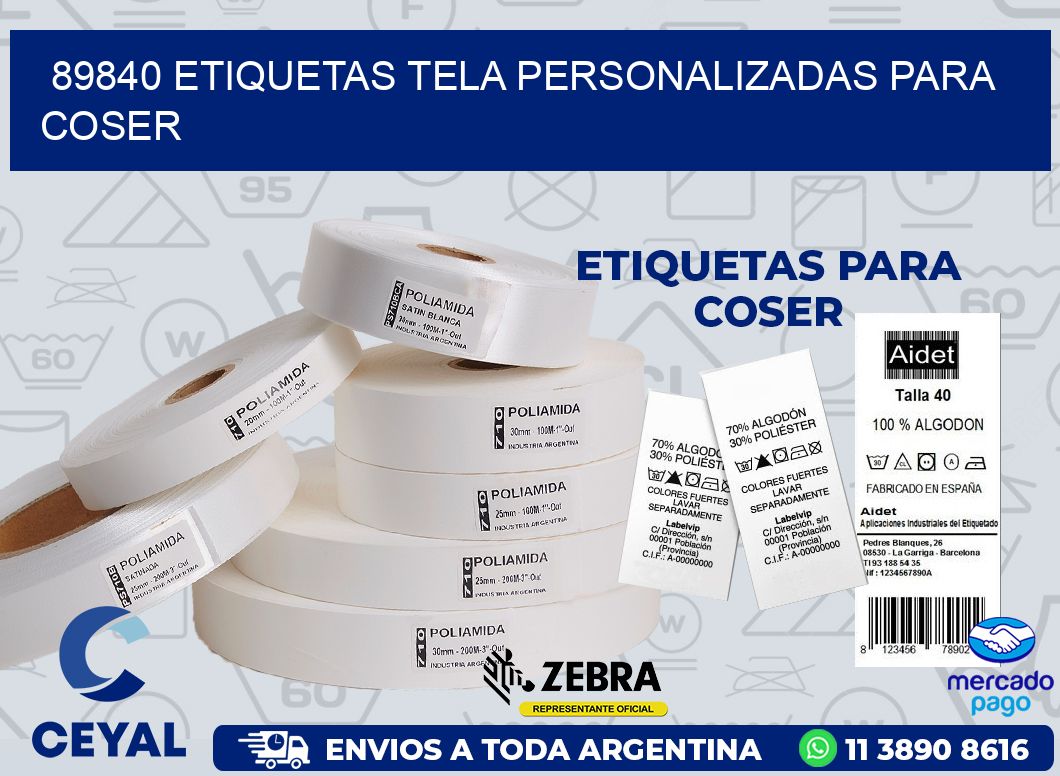 89840 ETIQUETAS TELA PERSONALIZADAS PARA COSER