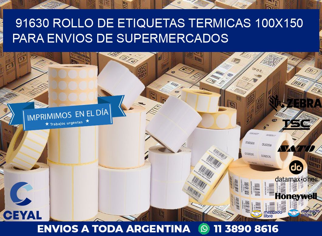 91630 ROLLO DE ETIQUETAS TERMICAS 100X150 PARA ENVIOS DE SUPERMERCADOS