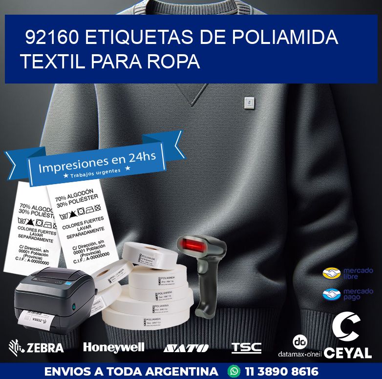 92160 ETIQUETAS DE POLIAMIDA TEXTIL PARA ROPA