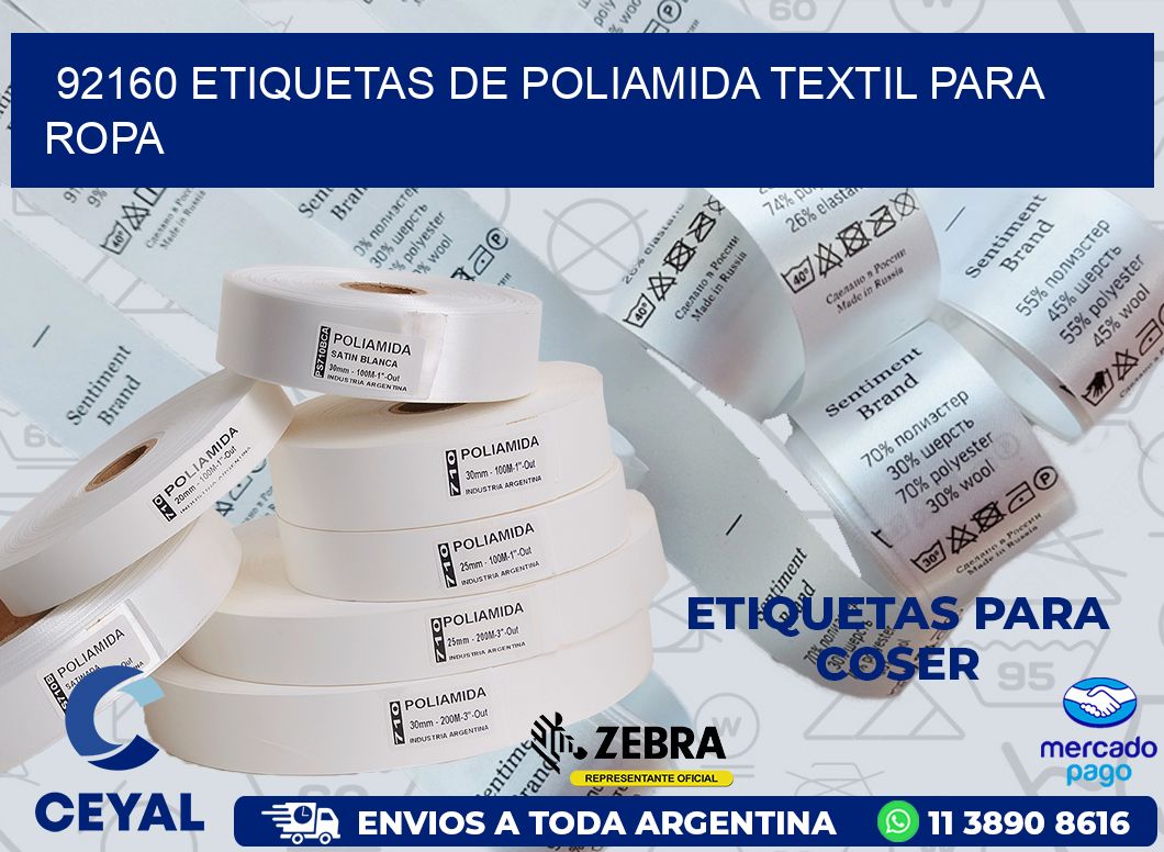92160 ETIQUETAS DE POLIAMIDA TEXTIL PARA ROPA