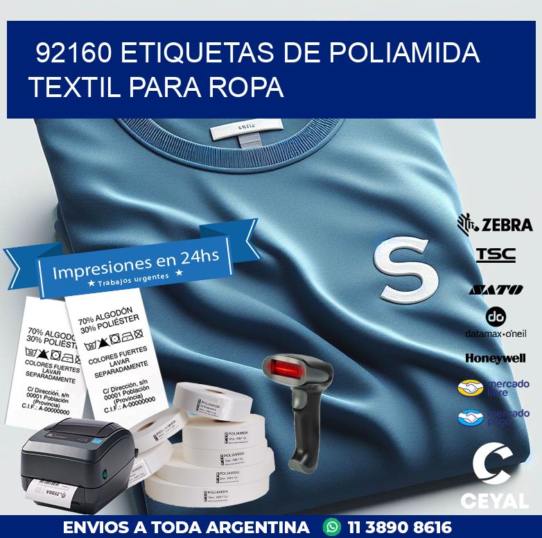 92160 ETIQUETAS DE POLIAMIDA TEXTIL PARA ROPA