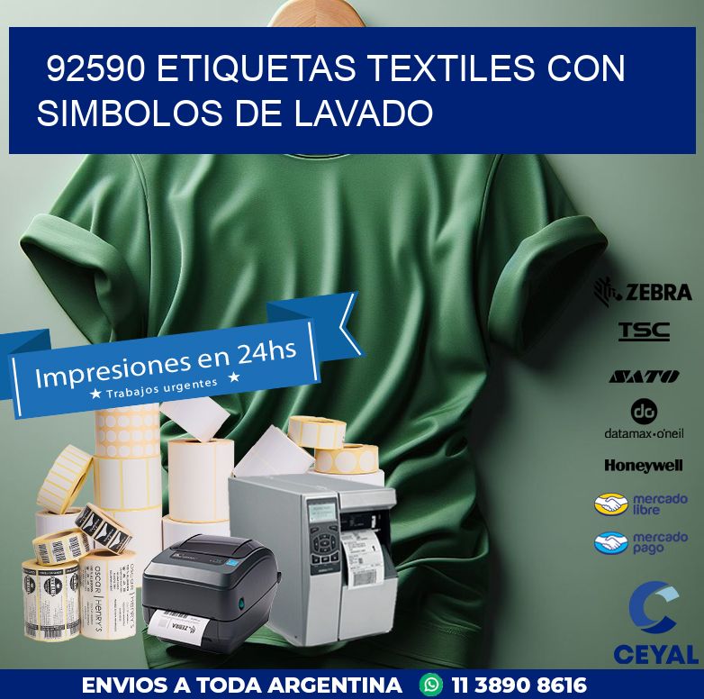 92590 ETIQUETAS TEXTILES CON SIMBOLOS DE LAVADO
