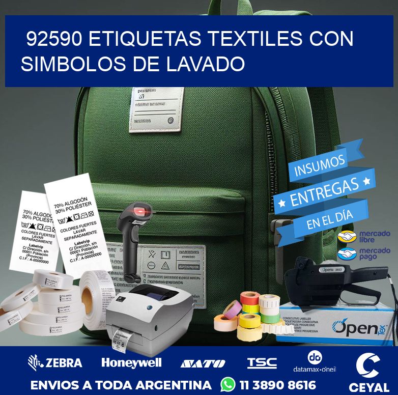 92590 ETIQUETAS TEXTILES CON SIMBOLOS DE LAVADO