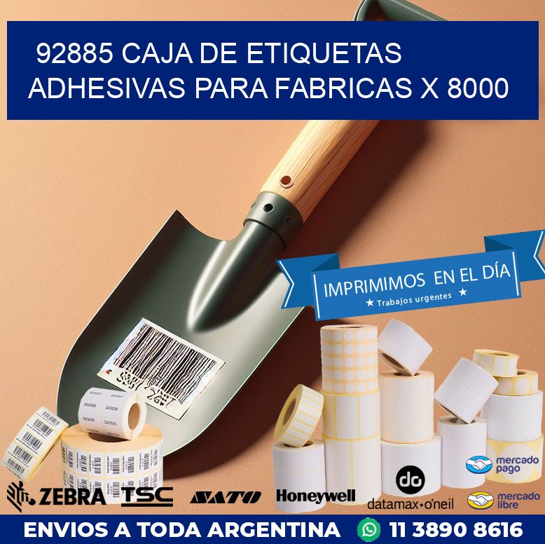 92885 CAJA DE ETIQUETAS ADHESIVAS PARA FABRICAS X 8000