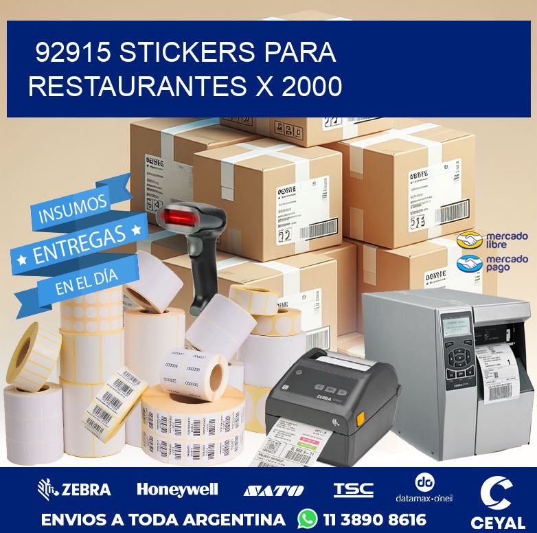 92915 STICKERS PARA RESTAURANTES X 2000